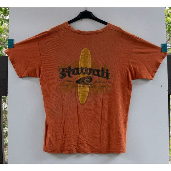 Vintage Y2K Hawaii Surf Board Mullet Orange T-Shirt Size L **THRASHED** - Picture 1 of 7